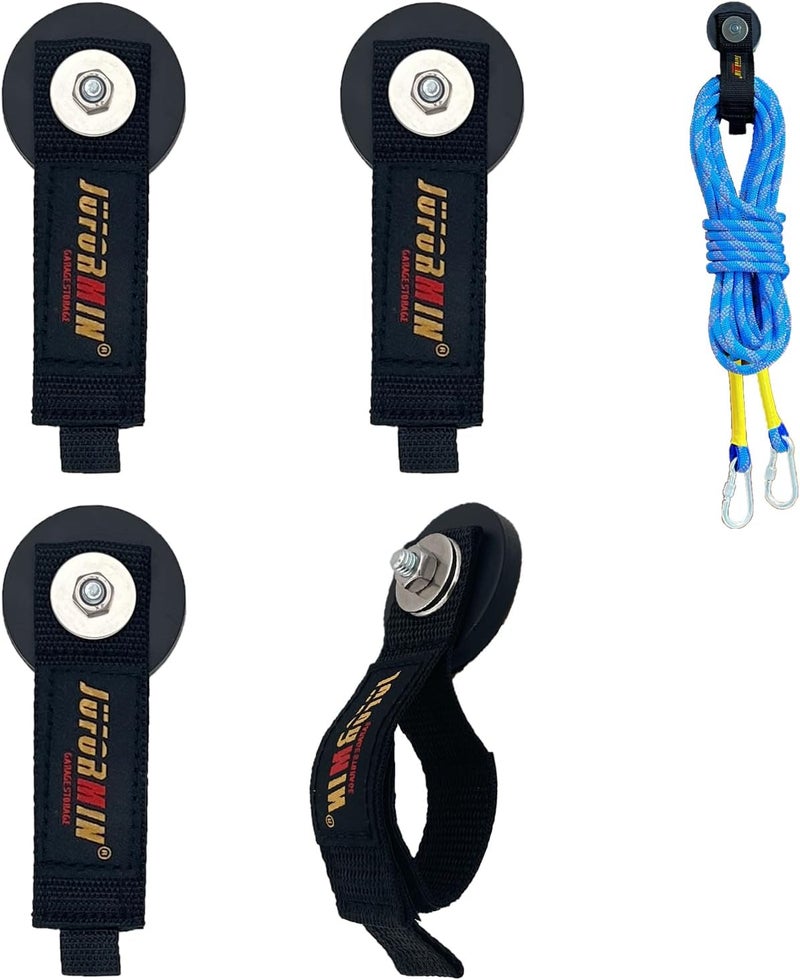 Juformin Heavy Duty Magnetic Hook, Magnetic Tool Holder, Magnetic Garage Hooks, Extension Cord Strap for Cable, Rope, Wire Storage in Garage,Workshop,RV,Pick-up(Dia.1.69" Magnet * 4Pcs) - Image 1